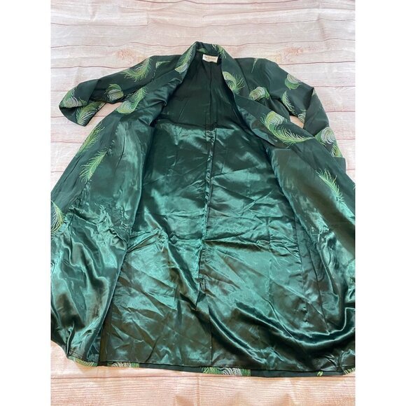 Vintage Cain Sloan Peacock Green Dressing Coat - L/XL - Picture 11 of 12